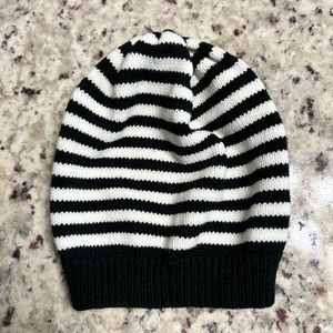 Striped Beanie Hat, Black and white, One size